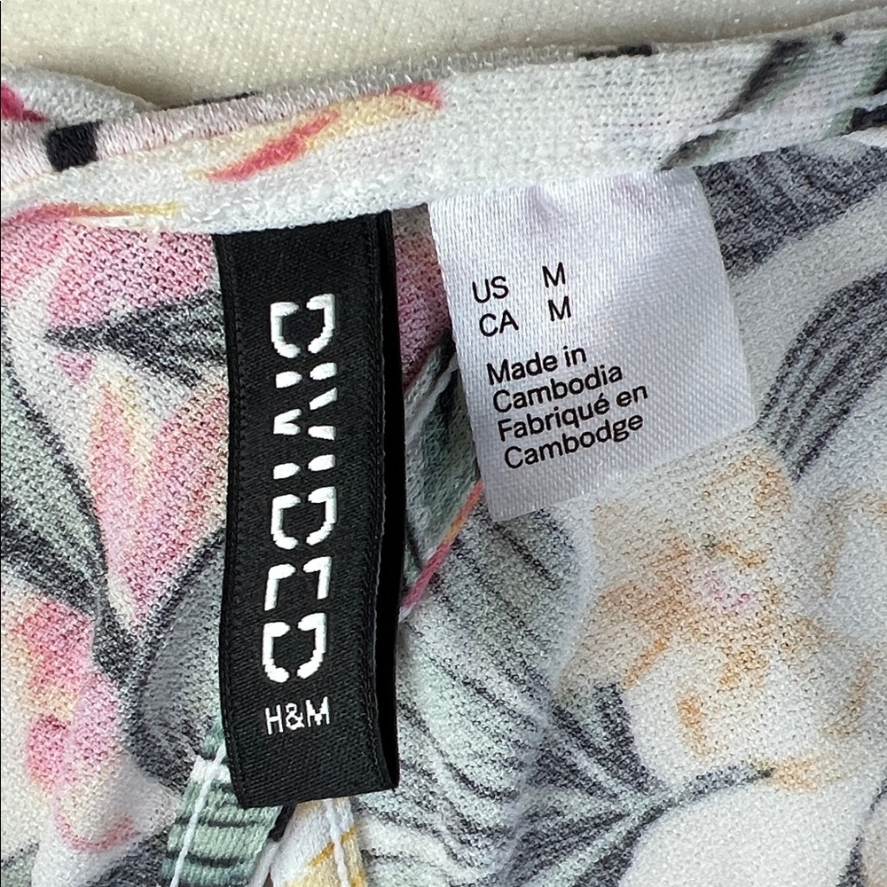 Divided Floral V-Neck Crop Wrap Top - Pink, Yellow, Green - Picture 5 of 5